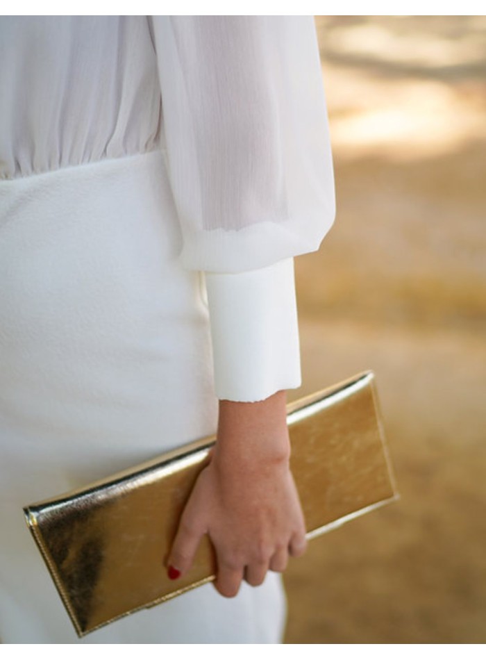 Long sleeve white midi dress with pencil skirt
