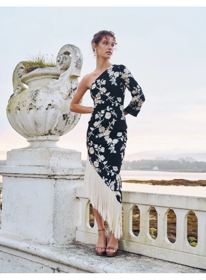 Robe de soirée midi avec une manche et un...