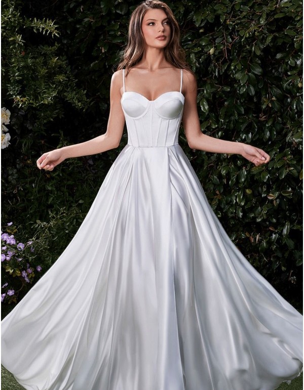 Strapless wedding dress with bodice and spaghetti straps 2