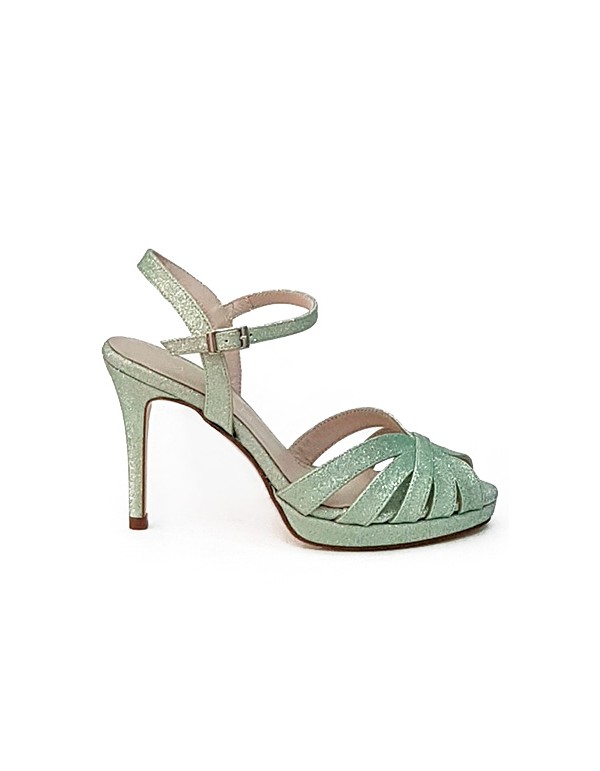 Platform party sandal with glitter and bracelet fastening 2