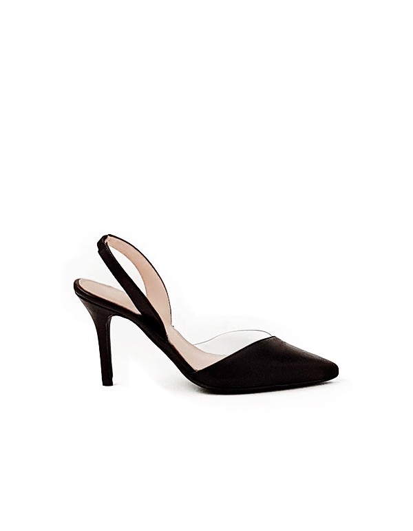 Chaussures en cuir avec talons en vinyle transparent 2