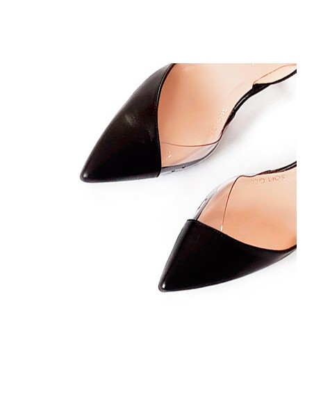 Zapatos de salón piel destalonados con vinilo transparente