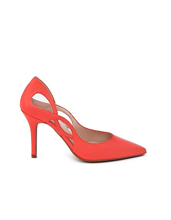 Orange pump party shoes with openings