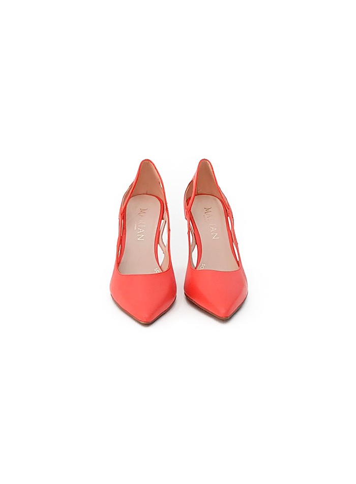 Orange pump party shoes with openings