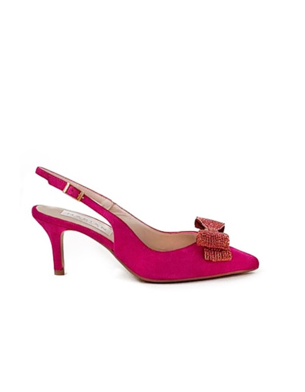 Suede pumps with double bow embellishment
