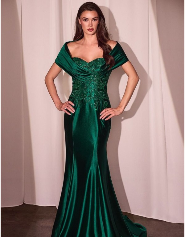 Robe d'invité en dentelle et satin avec épaules dénudées