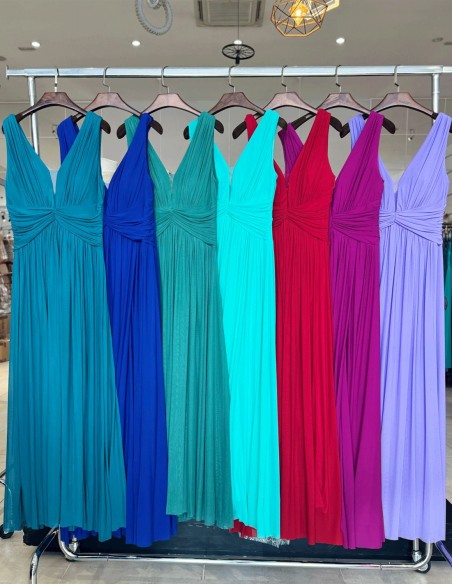 Vestido de fiesta con escote en pico para talla grande