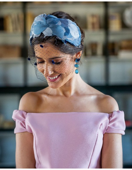 Goose feather headband in blue - Sandra Cala by Lilian - 1